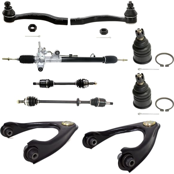 9-Piece Kit Steering Rack, Power Includes (2) Axle Assembly, (2) Ball Joint, (2) Control Arm, (1) Steering Rack, and (2) Tie Rod End