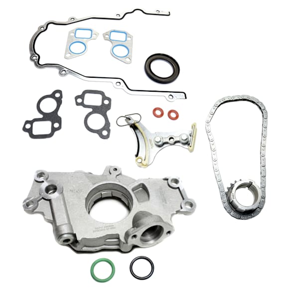 3-Piece Kit Oil Pump, includes (1) Oil Pump, (1) Timing Chain Kit, and (1) Timing Cover Gasket