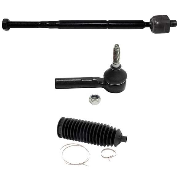 3-Piece Kit Front, Driver and Passenger Side, Inner and Outer Tie Rod End Includes (1) Steering Rack Boot and (2) Tie Rod End