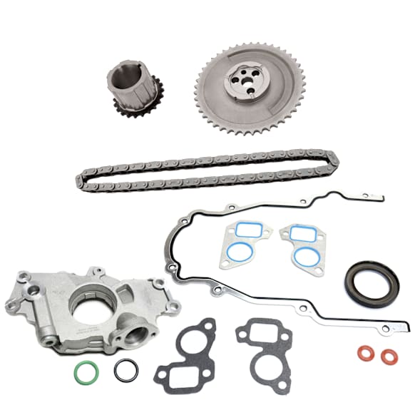3-Piece Kit Oil Pump, Includes (1) Oil Pump, (1) Timing Cover Gasket and (1) Timing Chain Kit