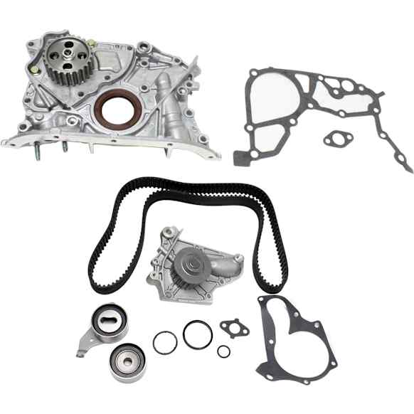 2001 Toyota Camry - 2-Piece Kit Timing Belt Kit, Without Housing, Water Pump Driven By Timing Belt, Without Sensor Port, Water Pump Included, 2.2L 4Cyl, Includes (1) Oil Pump and (1) Timing Belt Kit