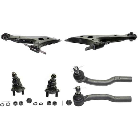 6-Piece Kit Front, Driver and Passenger Side, Lower Control Arm Kit, Includes (2) Ball Joint, (2) Control Arm, and (2) Tie Rod End