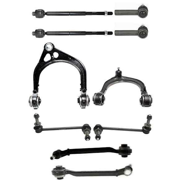 10-Piece Kit Front, Driver and Passenger Side, Upper and Lower Control Arm Kit, Includes (4) Control Arm, (2) Sway Bar Link, and (4) Tie Rod End