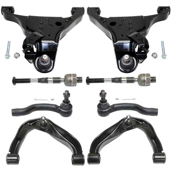 8-Piece Kit Front, Driver and Passenger Side, Upper and Lower Control Arm Kit, Includes (4) Control Arm and (4) Tie Rod End