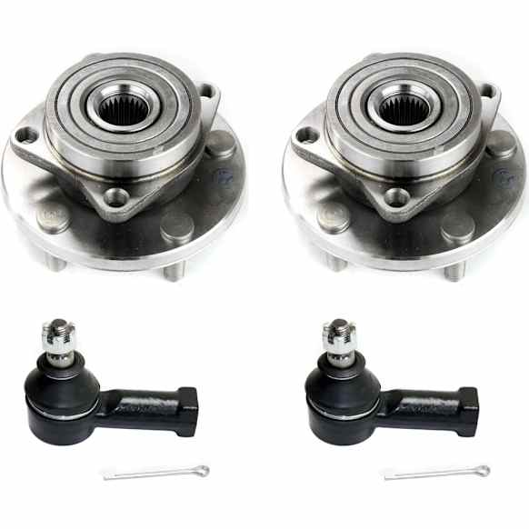 4-Piece Kit Front, Driver and Passenger Side Suspension Kit, Includes (2) Wheel Hub and (2) Tie Rod End