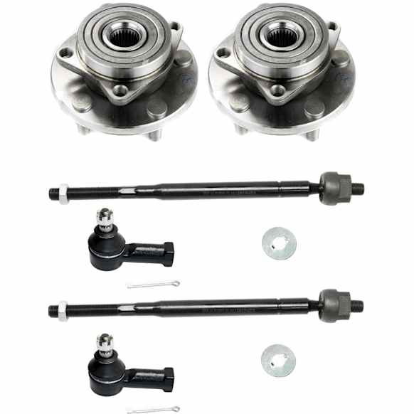 2-Wheel Set Front, Driver and Passenger Side Wheel Hub, Includes (2) Wheel Hub and (4) Tie Rod End