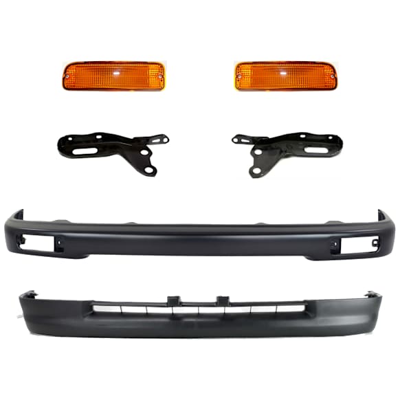 1996 Toyota Tacoma - 6-Piece Kit Front Bumper, Fleetside, RWD, Painted Black, Includes (1) Bumper, (2) Bumper Bracket, (2) Turn Signal Light, and (1) Valance