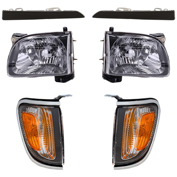 6-Piece Kit Driver and Passenger Side Halogen Headlight, Includes (2) Corner Light, (2) Headlight, and (2) Headlight Filler