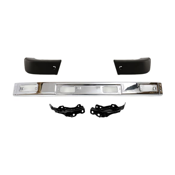 1986 Toyota Pickup Base - 5-Piece Kit Front Bumper, Fleetside, RWD, Except 1-Ton, Chrome, Includes (1) Bumper, (2) Bumper Bracket, and (2) Bumper End