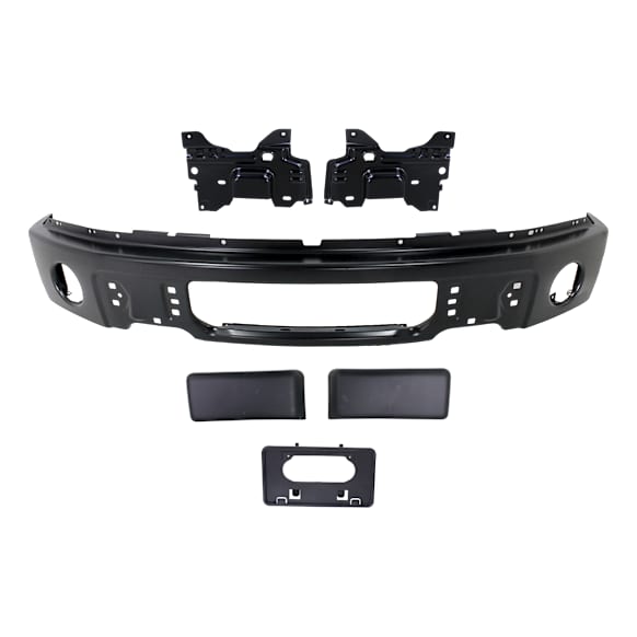 5-Piece Kit Front Bumper Powdercoated Black, Includes (1) Bumper, (2) Bumper Bracket, (1) Bumper Trim and (1) License Plate Bracket