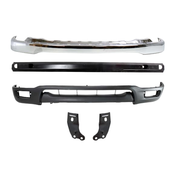 2003 Toyota Tacoma - 5-Piece Kit Front Bumper, 4WD, Chrome, Includes (1) Bumper, (2) Bumper Bracket, (1) Bumper Reinforcement, and (1) Valance