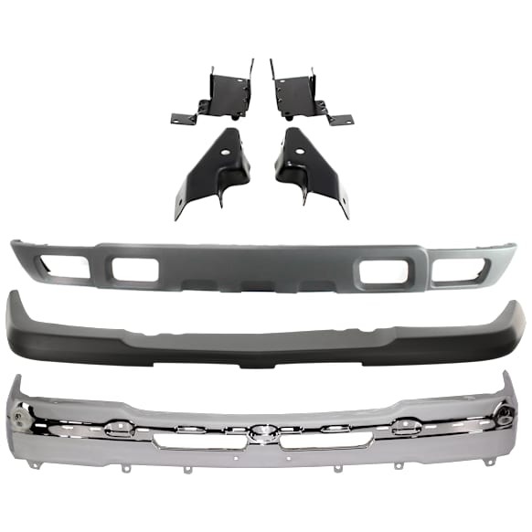2005 Chevrolet Silverado 1500 Base - 4-Piece Kit Front Bumper, For Models With Towing Package and Fog Lights, Chrome, Includes (1) Bumper, (1) Bumper Cover, (1) Bumper Bracket and (1) Valance