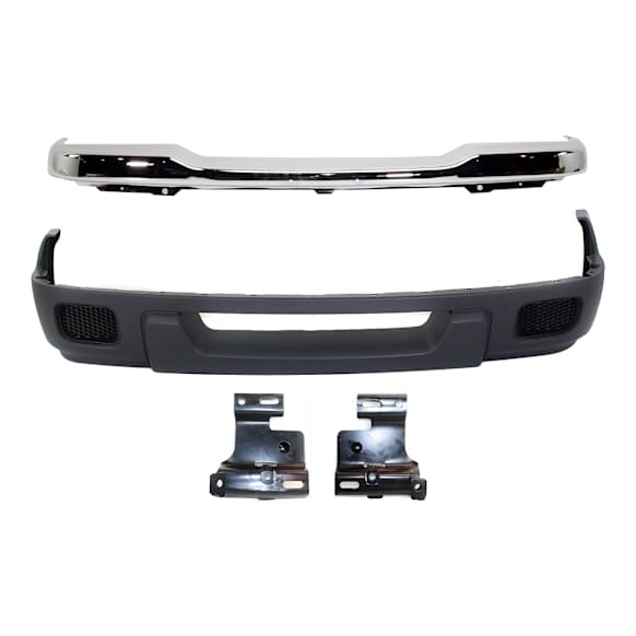 2005 Ford Ranger - 4-Piece Kit Front Bumper, 4WD, Chrome, Standard Cab Pickup, Includes (1) Bumper, (2) Bumper Bracket, and (1) Valance