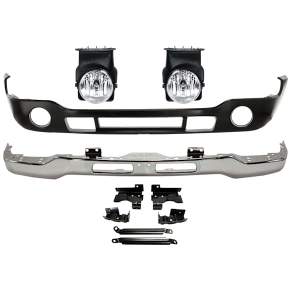 4-Piece Kit, Bumper, Chrome, Includes (1) Bumper, (1) Bumper Cover, and (2) Fog Light