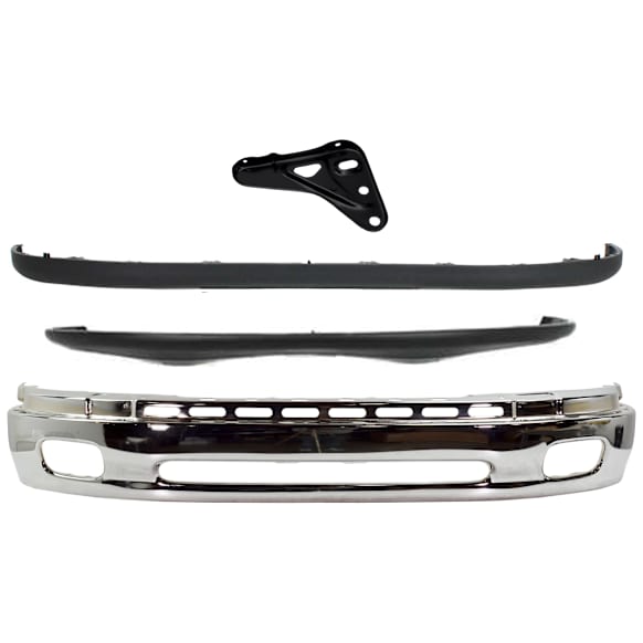4-Piece Kit, Front, Lower Bumper, Chrome, Includes (1) Bumper, (1) Bumper Bracket, (1) Bumper Cover, and (1) Valance