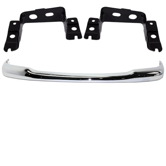 3-Piece Kit, Front Bumper, Chrome, Includes (1) Bumper and (2) Bumper Bracket