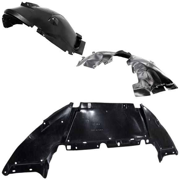 3-Piece Kit, Front, Driver and Passenger Side Fender Liner, Includes (1) Engine Splash Shield and (2) Fender Liner