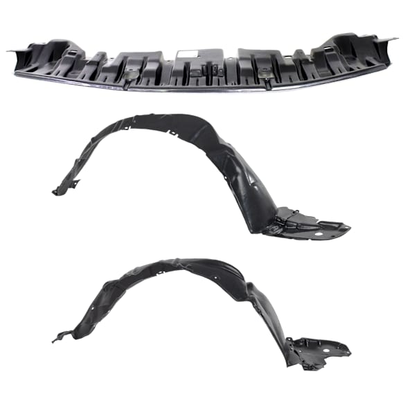 3-Piece Kit Direct Fit Bumper Splash Shield, 3-Piece Kit, Includes (1) Bumper Splash Shield and (2) Fender Liner