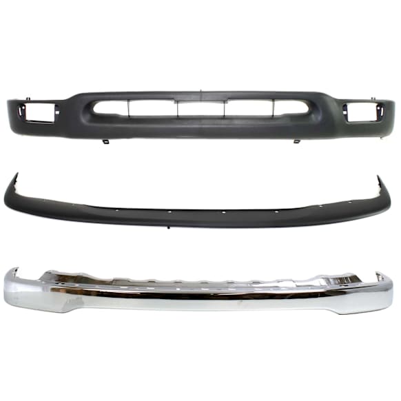 2003 Toyota Tacoma - 3-Piece Kit Front Bumper, Chrome, Includes (1) Bumper, (1) Bumper Filler, and (1) Valance