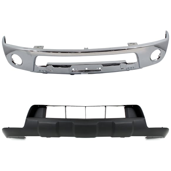 2010 Nissan Frontier - 2-Piece Kit Front, Lower Bumper, Chrome,  Includes (1) Bumper and (1) Valance