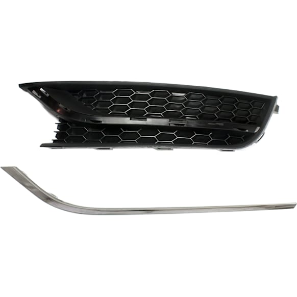 2015 Volkswagen Passat SE - 2-Piece Kit Front, Driver Side Fog Light Cover, USA Built Vehicle, Textured Dark Gray, Includes (1) Bumper Trim and (1) Fog Light Cover