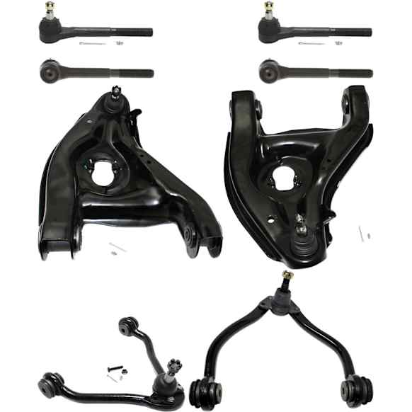 8-Piece Kit Front, Driver and Passenger Side, Upper and Lower Control Arm Kit, Includes (4) Control Arm and (4) Tie Rod End