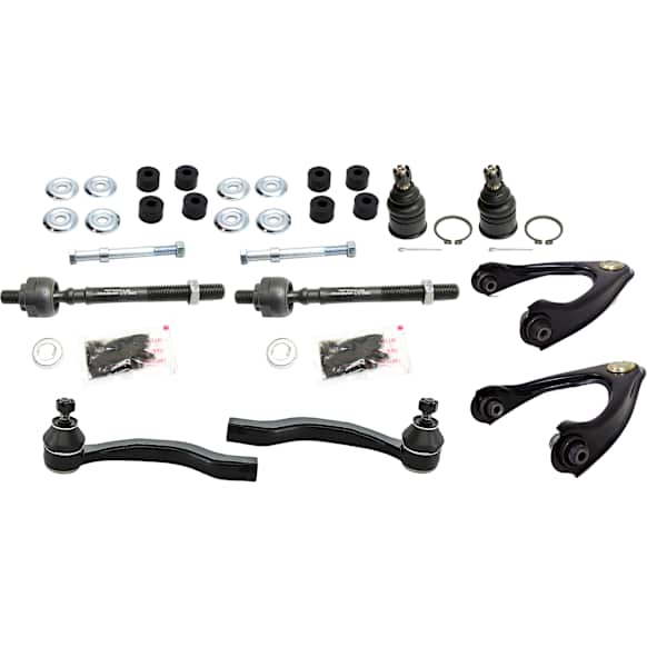 10-Piece Kit Front, Driver and Passenger Side, Upper Control Arm Kit, Includes (2) Ball Joint, (2) Control Arm, (2) Sway Bar Link, and (4) Tie Rod End