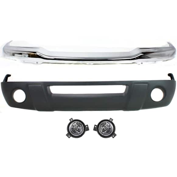 2001 Ford Ranger - 4-Piece Kit Front Bumper, 4WD, Chrome, Includes (1) Bumper, (2) Fog Light, and (1) Valance