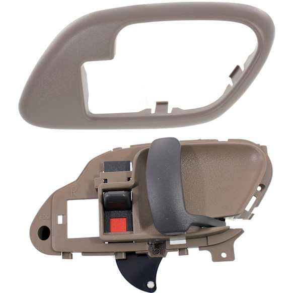 1995-2000 Chevrolet Tahoe - 2-Piece Kit Front, Passenger Side Interior Door Handle Kit, Brown bezel with black lever, With door lock button, Includes (1) Door Handle Trim and (1) Interior Door Handle