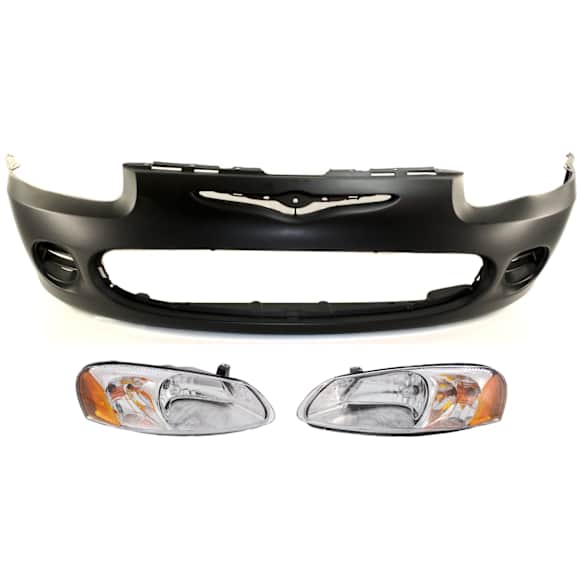 3-Piece Kit, Front Primed Bumper Cover, Includes (1) Bumper Cover and (2) Headlight