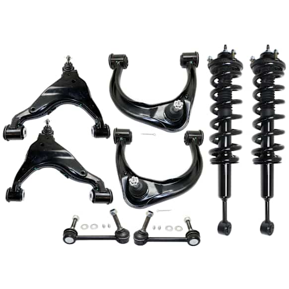 8-Piece Kit Front, Driver and Passenger Side, Upper and Lower Control Arm Kit, Includes (4) Control Arm, (2) Shock Absorber and Strut Assembly and (2) Sway Bar Link