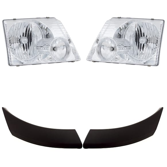 4-Piece Kit Halogen Headlights, With bulb(s), Includes (2) Bumper Trim and (2) Headlight
