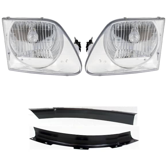 4-Piece Kit Halogen Headlights, With bulb(s), Includes (2) Bumper Trim and (2) Headlight
