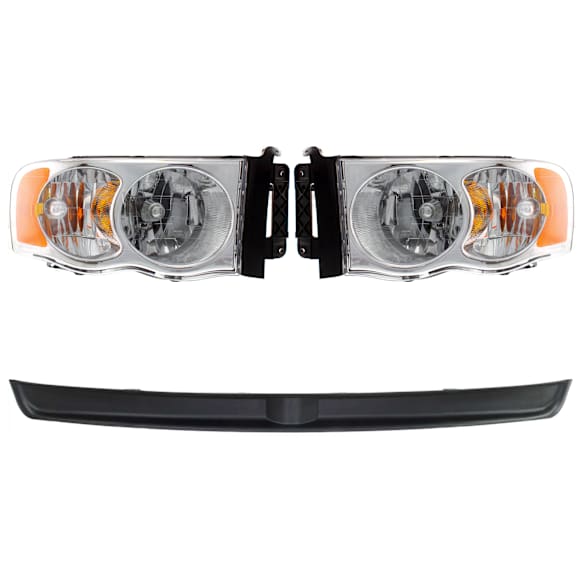 4-Piece Kit Halogen Headlights, With bulb(s), Includes (2) Bumper Trim and (2) Headlight