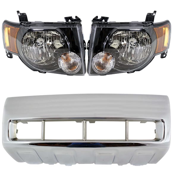 4-Piece Kit Halogen Headlights, With bulb(s), Includes (2) Bumper Trim and (2) Headlight