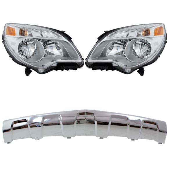 4-Piece Kit Halogen Headlights, With bulb(s), Includes (2) Bumper Trim and (2) Headlight, CAPA Certified