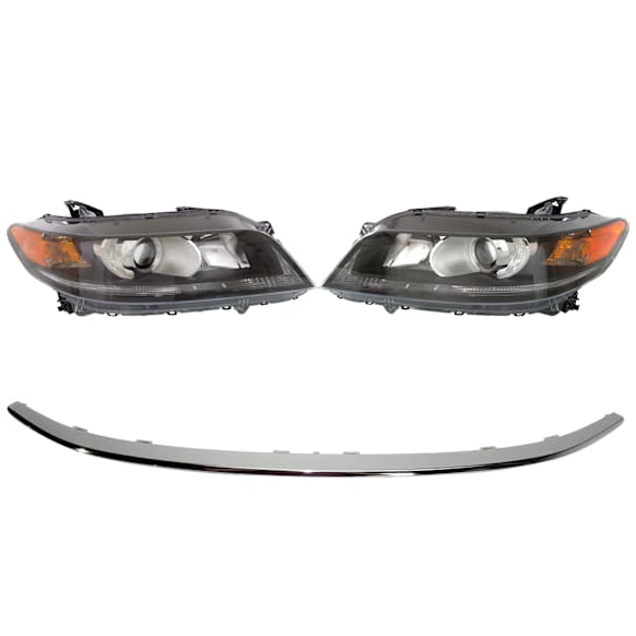 4-Piece Kit, Driver and Passenger Side Halogen Headlight, With bulb(s), OE Replacement, CAPA Certified, Includes (2) Bumper Trim and (2) Headlight