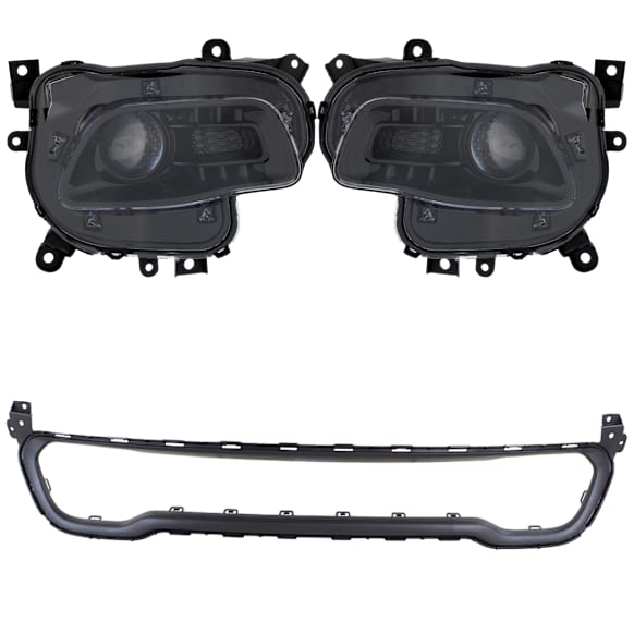 4-Piece Kit Halogen Headlights, With bulb(s), Includes (2) Bumper Trim and (2) Headlight, CAPA Certified