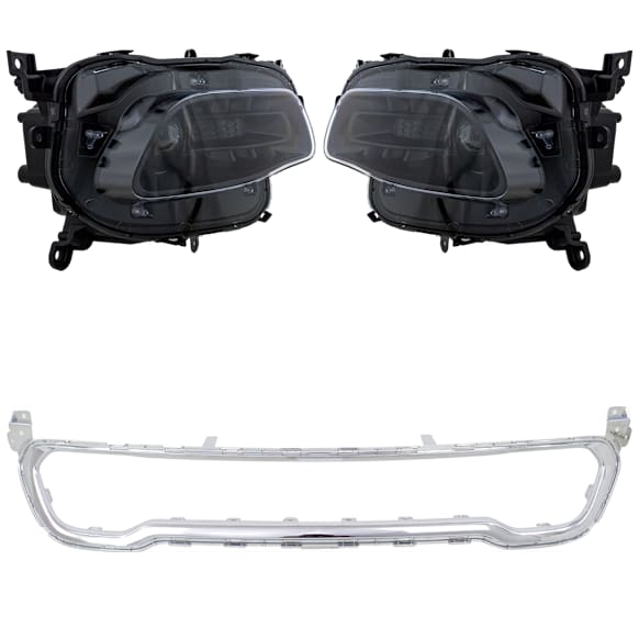 4-Piece Kit Halogen Headlights, With bulb(s), Includes (2) Bumper Trim and (2) Headlight, CAPA Certified