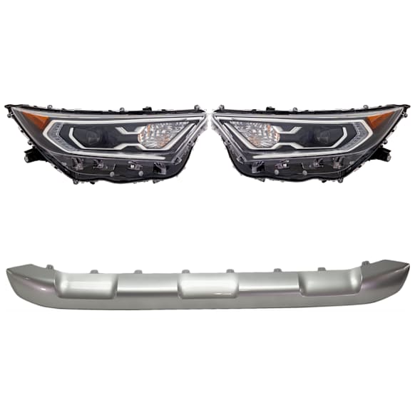 4-Piece Kit LED Headlights, With bulb(s), Includes (2) Bumper Trim and (2) Headlight