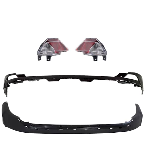 4-Piece Kit Rear, Upper Upper - Primed, Lower - Textured Bumper Cover, Japan Built Vehicle, Includes (2) Back Up Light and (2) Bumper Cover