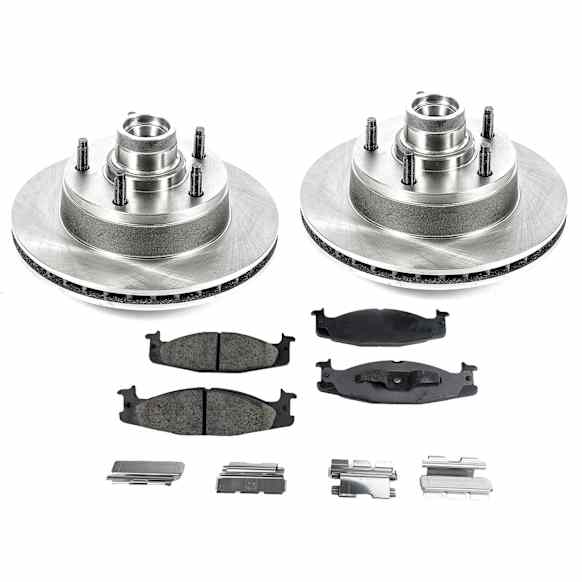 KIT-090221-344 2-Wheel Set Brake Disc and Pad Kit, Plain Surface 5 Lugs Semi-metallic Brake Disc Autospecialty By Powerstop; Brake Pad Set Pro-Line Series, Includes (2) Brake Disc and (1) Brake Pad Set
