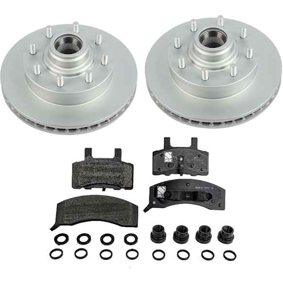 KIT-090221-383 2-Wheel Set Front Brake Disc and Pad Kit, Plain Surface 8 Lugs 317.5 mm Semi-metallic Brake Disc Evolution Geomet Coated High Carbon; Brake Pad Set Pro-Line Series, Includes (2) Disc and (1) Pad Set
