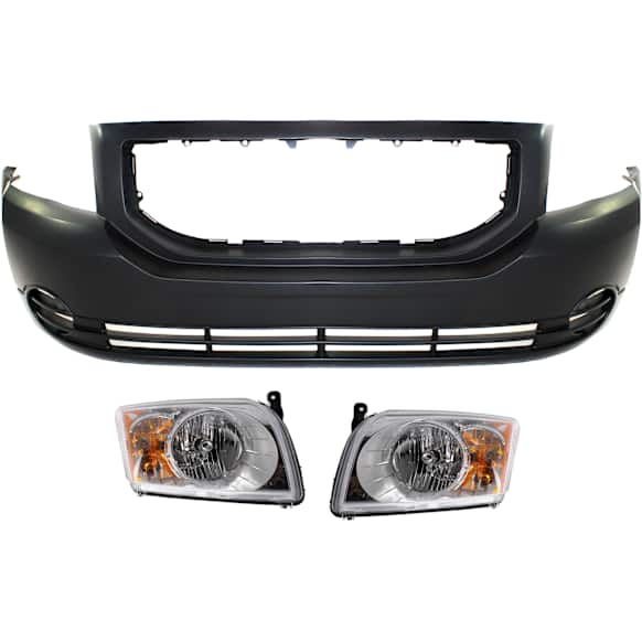 3-Piece Kit Driver and Passenger Side Halogen Headlight, With bulb(s), OE Replacement, CAPA Certified, Includes (1) Bumper Cover and (2) Headlight