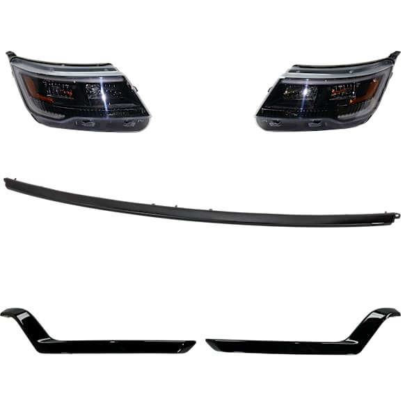 5-Piece Kit Halogen/LED Combo Headlights, Without bulb(s), Includes (3) Bumper Trim and (2) Headlight