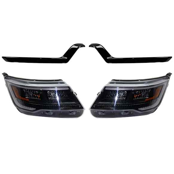 4-Piece Kit Halogen/LED Combo Headlights, Without bulb(s), Includes (2) Bumper Trim and (2) Headlight