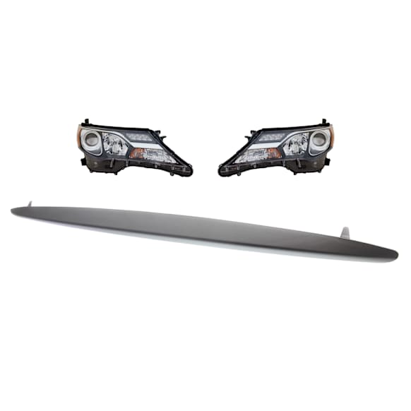 4-Piece Kit Halogen Headlights, With bulb(s), Includes (2) Bumper Trim and (2) Headlight, CAPA Certified