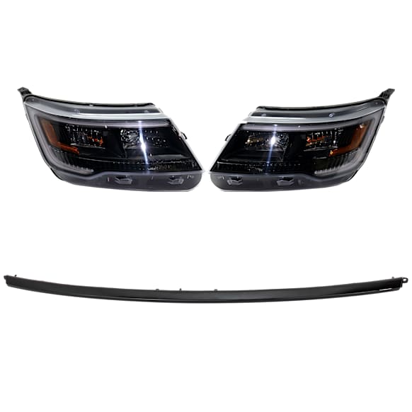 3-Piece Kit Halogen/LED Combo Headlights, Without bulb(s), Includes (1) Bumper Trim and (2) Headlight