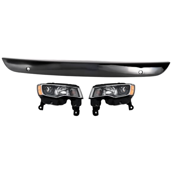 3-Piece Kit Halogen Headlights, With bulb(s), Includes (1) Bumper Trim and (2) Headlight
