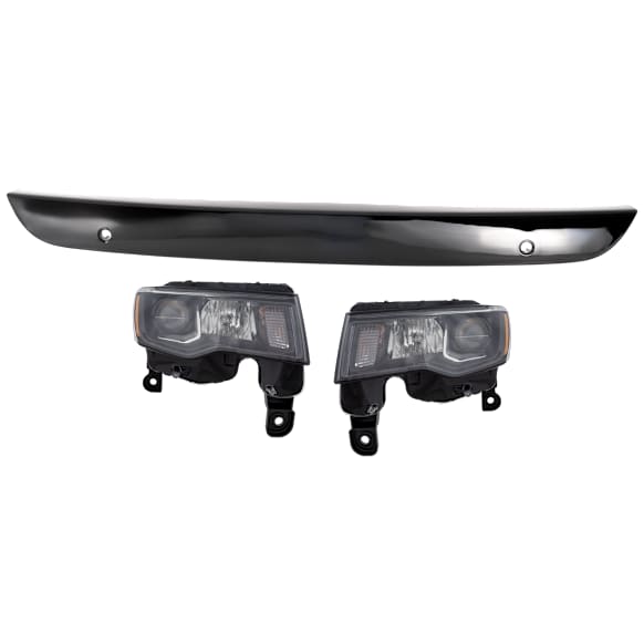 3-Piece Kit Halogen Headlights, With bulb(s), Includes (1) Bumper Trim and (2) Headlight